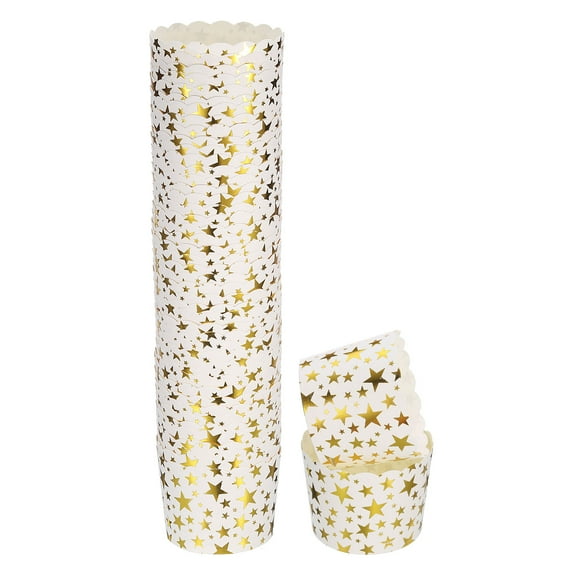 50Pcs Paper Baking Cups 6oz Cupcake Wrappers Scalloped Muffins Cases Liners Disposable Greaseproof Star