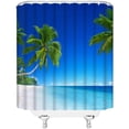 thumbnail image 3 of Ocean Beach Shower Curtain Tropical Palm Tree Blue Sea Summer Seaside Landscape Hawaii Nature Seascape Bath Curtain with Plastic hooks, 3 of 6