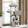 thumbnail image 5 of PEQULTI 56" Multi-Level Cat Tree with Double Condos and Sisal Post Large Cat Tower Indoor Light Gary, 5 of 9