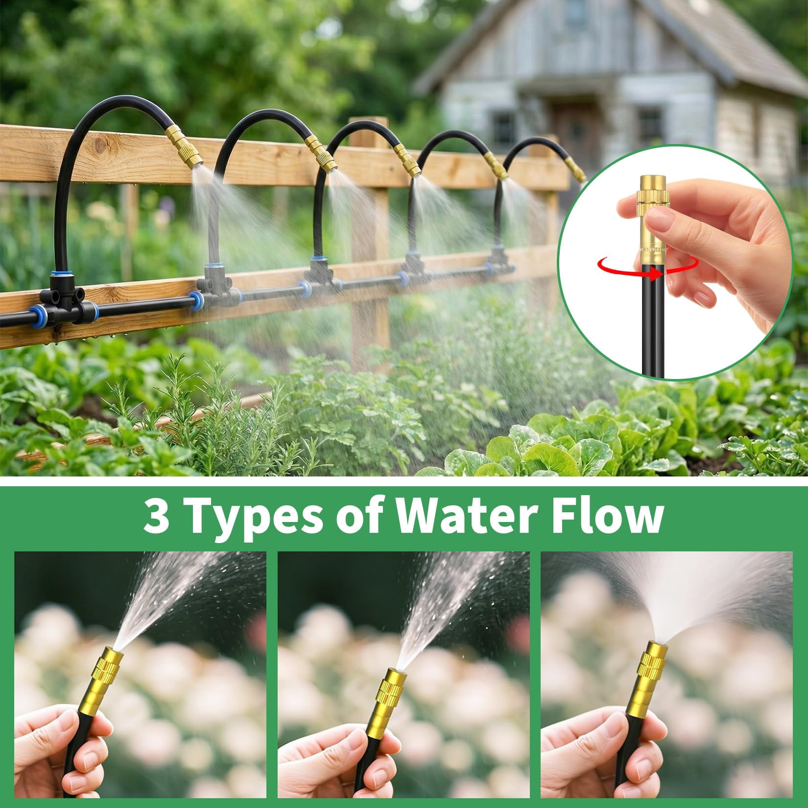 98ft Drip Irrigation System – 1/4" Adjustable Atomizing Sprinklers – Automatic Watering Kit – Durable PVC Tubing – Easy DIY Installation – Ideal for Garden, Lawn, Greenhouse, Raised Beds
