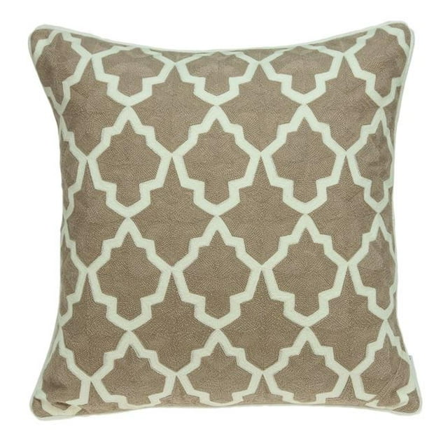Parkland Collection PILA11010D Canita Beige & Tan Square Transitional Pillow Cover with Down Insert - 20 x 20 x 7 in.