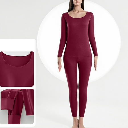 

TIHLMK Pajama Sets for Women Deals Clearance Women s Winter Thermal Underwear Woolen Thermal Suit Autumn Clothes Trousers Long Sleeved Round Neck Shirt/Shirt Suit Gifts for Women