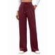 thumbnail image 1 of Pantalones Deportivos Casuales para Mujer, de Pierna , Holgados, con Cordón Ajustable, Cintura Alta, Elásticos y Bolsillos. Vino Tinto XL, 1 of 9