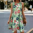 thumbnail image 1 of New Style Short Sleeve Separate Summer Flower Print Round Neck Vest Midi Dress, 1 of 3