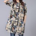thumbnail image 4 of Gibobby Camisas Para Mujer Elegantes Camiseta de mujer de manga larga de lino y algodón de longitud media con cuello estampado（Azul， M), 4 of 5