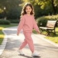 thumbnail image 6 of LvhaoGJOB Little Kids Boys Sweatshirt and Jogger Pants Outfit Set, Pink - fleece fabric, 6 of 7