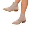 thumbnail image 5 of Willtoo Low Heel Ankle Boots for Women Chunky Heel Knit Sock Chelsea Boots Slip On Stretchy Comfortable Short Boots Fashion Fall Winter Heeled Booties, 5 of 5