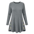 thumbnail image 2 of Women's Ribbed Knit Crewneck Tunic Tops Fall Long Sleeve Button Detail Fashion Lightweight Sweater S-XXL, 2 of 6