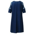 thumbnail image 5 of FcBaudy Robe à Manches Courtes à Col en V Longueur Genou, Robes d'Été pour Femmes, Robes pour Femmes Mode Femmes Décontractée Col en V Imprimé Ajouré Robe à Manches Courtes Robe Femme, 5 of 5