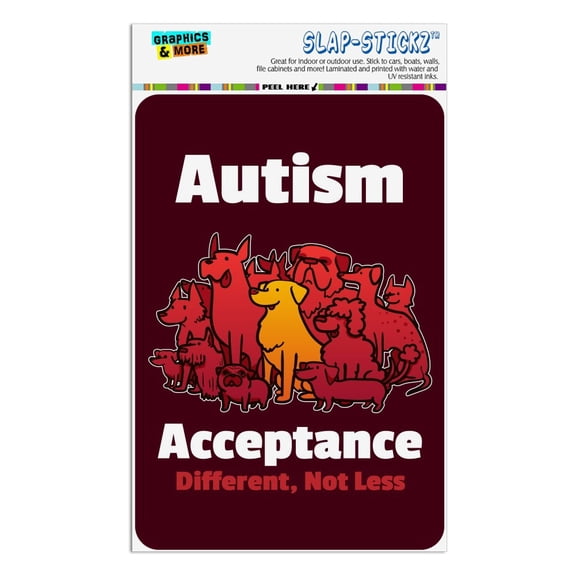 Autism Acceptance Different Not Less with Cute Dogs Home Business Office Sign