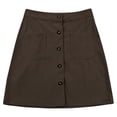 thumbnail image 2 of Gibobby faldas para mujer mujer Otoño/Invierno Cintura alta Hebilla Una línea Mini vestido corto Correa Bolsillo(Marrón, XL), 2 of 5