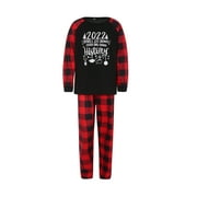 EWODOS Christmas Family Pajamas Set, Letter Print Tops Plaid Print Trousers for Womens Men Kids
