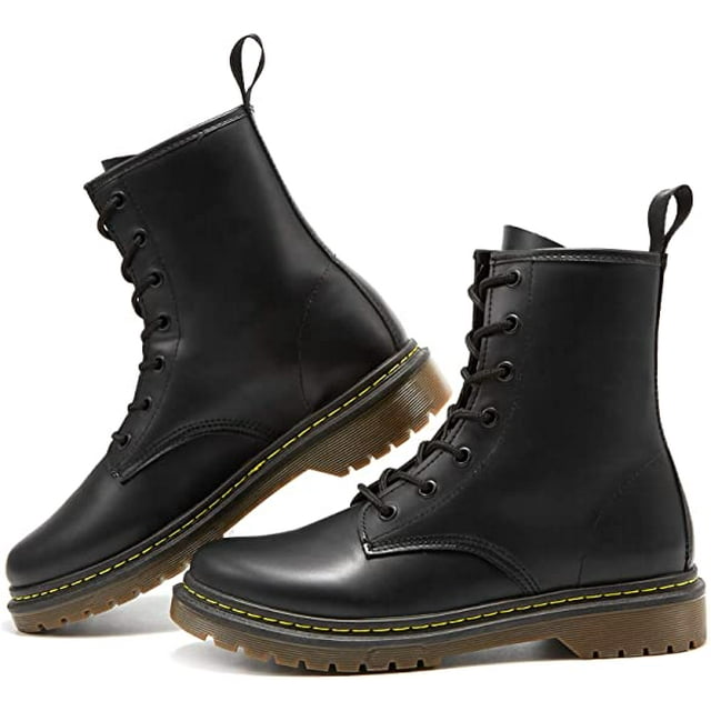 BAMAIA Bottes de Combat pour Femmes Imperméables Bottines Classiques en Cuir PU