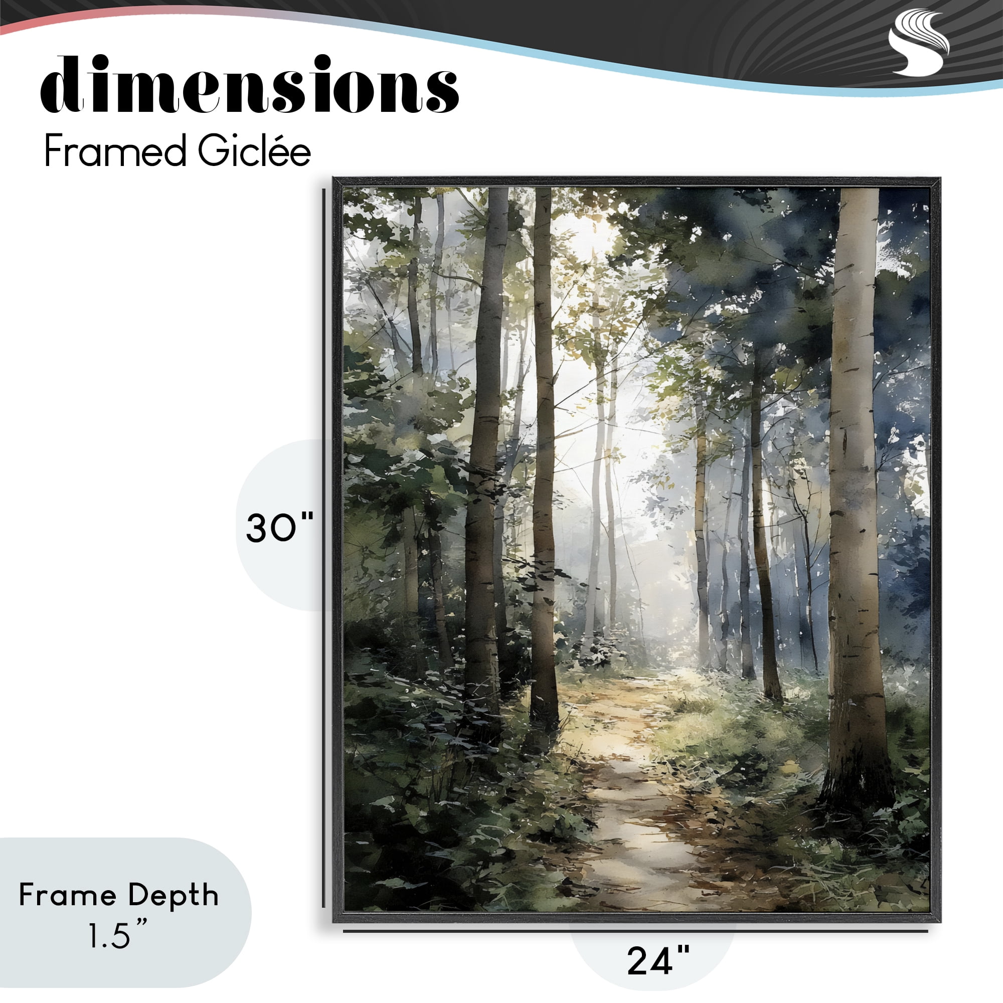 Stupell Industries Forest Path in Morning Black Framed Giclee Art, design by Franklyn Gregory