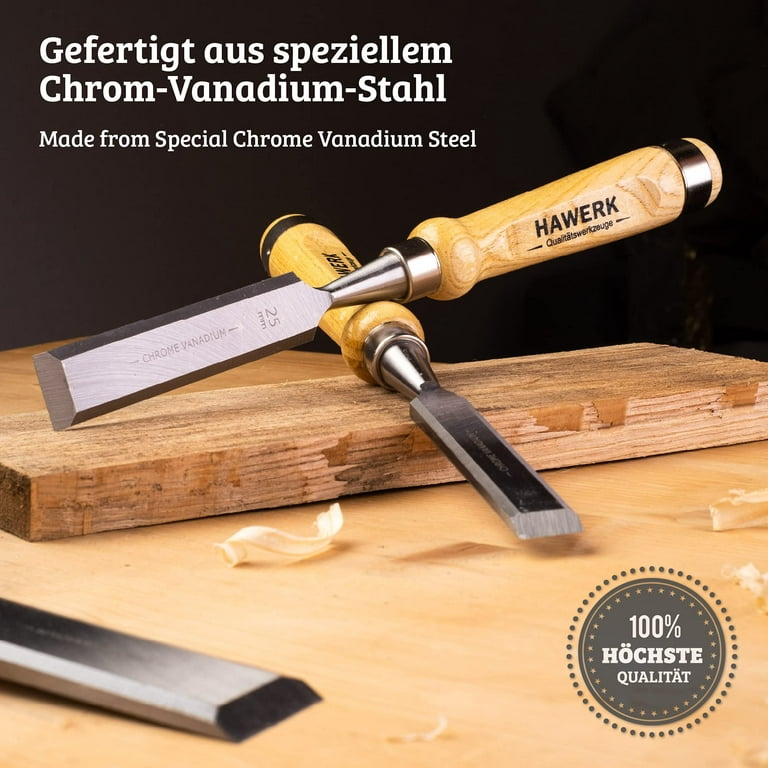 Chisel Set Chrome Vanadium Steel Carpenter Gouge Woodworking Carving Hand  Tools