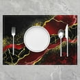 thumbnail image 2 of Manfei Watercolor Marble Placemats Set of 4, Gold Black Red Table Mats for Dining Table Set of 4, Modern Mountain Fluid Table Place Mats for in Door Dining, Stylish Dining Room Decorative, 2 of 4