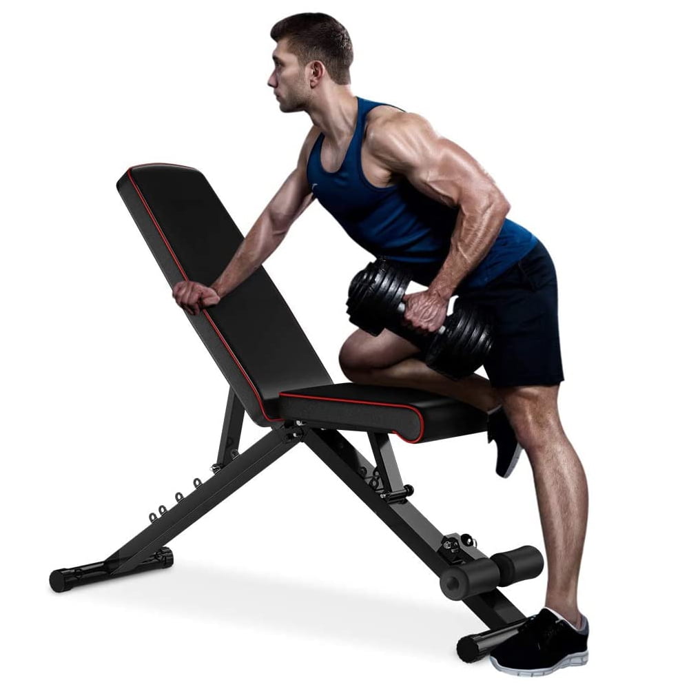 FXR Sports Adjustable Premium Incline Decline Flat Weights Bench With Rack & Leg Raise Bar 