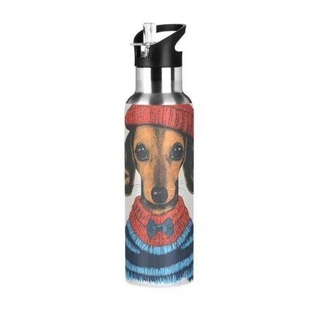 

Yayeee 20oz Double Wall Stainless Steel Water Bottle with Flip Straw Cute Dog Artist