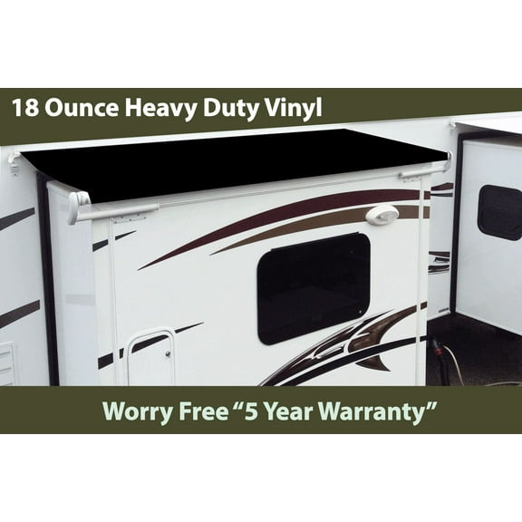 RV Slide Out Awning Replacement Fabric Black - 5 Year Warranty Choose Size