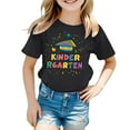 thumbnail image 4 of MIXUE Girls Tops & T-Shirts Kids Summer Cute Preschool Graduation Print Round Neck Short Sleeve Loose Fit Casual Tee Shirts Sportwear,Black,6-7 Years, 4 of 4