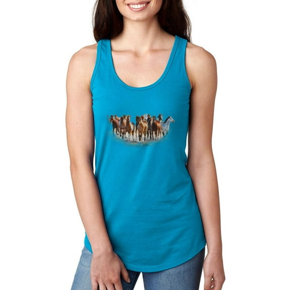 MmF - Women's Racerback Tank Top, up to Women Size 2XL - Horses Herd