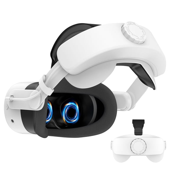 Headband with Battery for Meta Quest 3S, 10000mAh Battery Pack, Can Extend 8 Hours of Game Time, Adjustable Headband Enhances Support and Balance-White
