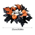 thumbnail image 2 of Halloween Candle Rings Wreaths for Pillar Candles with Artificial Maple Leaves Pumpkin and Flowers,Fall Thanksgiving Table Centerpiece Decor for Home Dining Party Mantel Halloween Decorations, 2 of 7