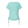 thumbnail image 3 of Fesfesfes Women's Athletic Short-Sleeve Tops Fashion Summer Side Tie Detail Crew Neck T-shirt Solid Color Outdoor Sports Breathable Tee(Mint Green,XL), 3 of 8