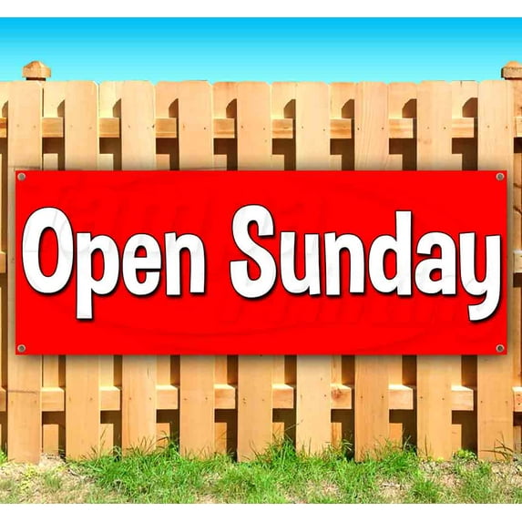 Open Sunday 13 oz Vinyl Banner With Metal Grommets