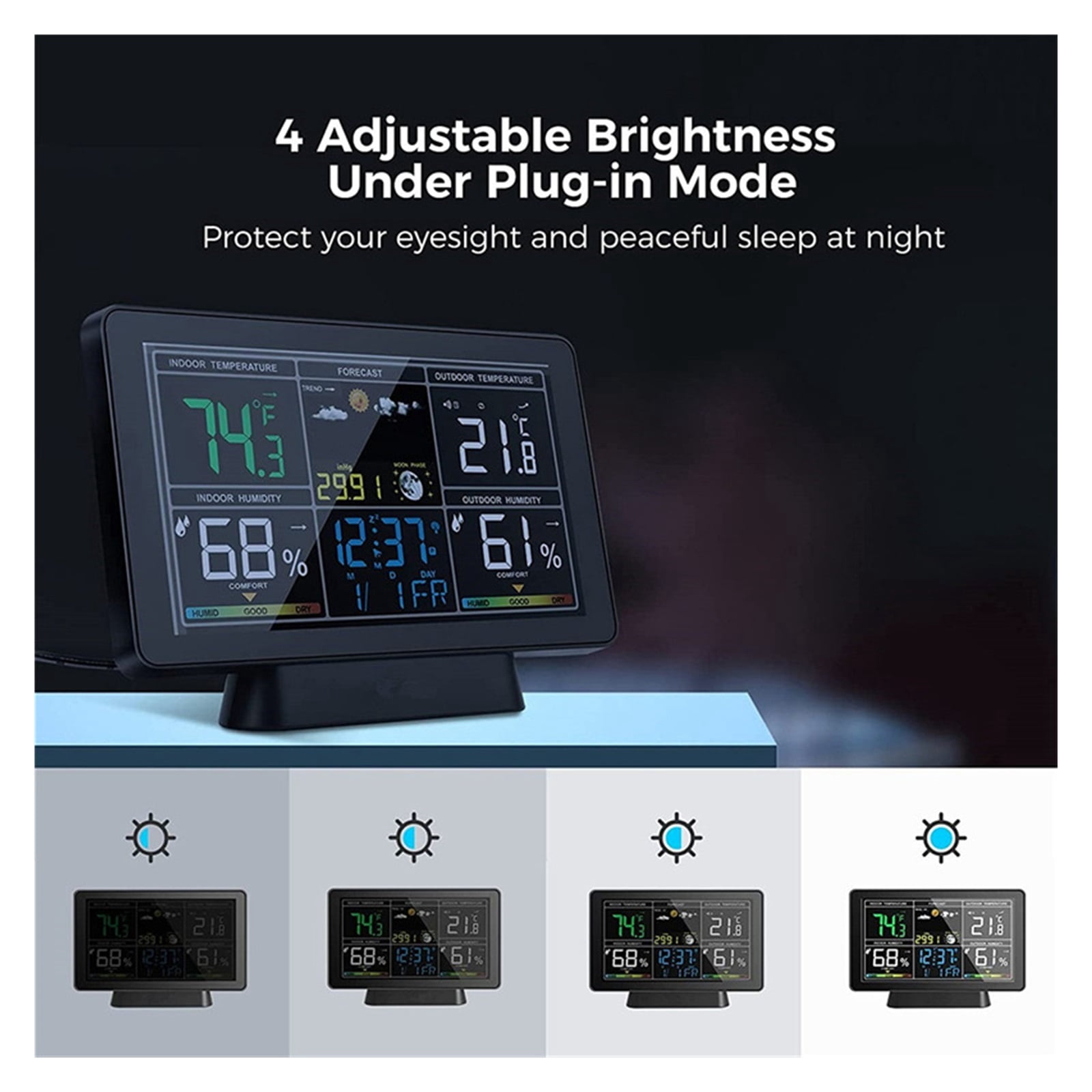 Wireless Weather Station, Long-lasting Digital Indoor Outdoor Thermometer Monitor