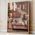 thumbnail image 2 of Vogue Tiger on Pink Sofa Poster | Luxury Maximalist Wall Art | White Bengal Tiger Fashion Print | Glam Animal Chic Decor Unframed Poster, 2 of 3