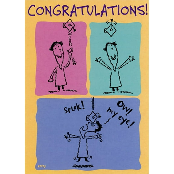 Designer Greetings Grad Cap Toss : Eye Injury Funny / Humorous Graduation Congratulations Card