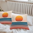 thumbnail image 7 of Waterproof Throw Pillow Covers Set of 2, 20x20 Inch Orange Blue Stripe Decorative Pillowcases Outdoor Pillow Slip Cushion Covers Set for Couch Tent Watercolor Minimalist Abstract, 7 of 7