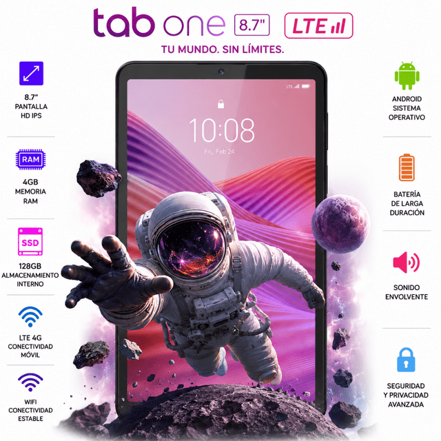 Lenovo Tab One LTE 4G + Folio Case – 4GB – 128GB – Luna Grey – ZAF10147PA