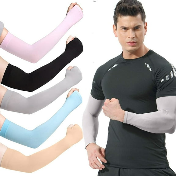 Cheers.US 7Pairs Compression Cooling UV Protection Sun Sleeves Long Arm Cover Warmers for Men Women, Outdoor Sports Running Golf Cycling Basketball Driving Fishing Sunblock