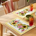 thumbnail image 4 of Sunflower Placemats Set of 6 Pink Yellow Floral Elegant Pastoral Checkered Place Mats Indoor Wipeable Table Mats Washable Cloth Dining Table Placemats for Kitchen Holiday Party Home Decor 13x19 Inch, 4 of 9