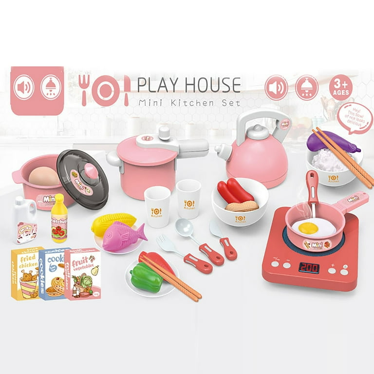 D-FantiX Pretend Play Toy Kitchen Accessories Kids Play Cooking Set Pots and