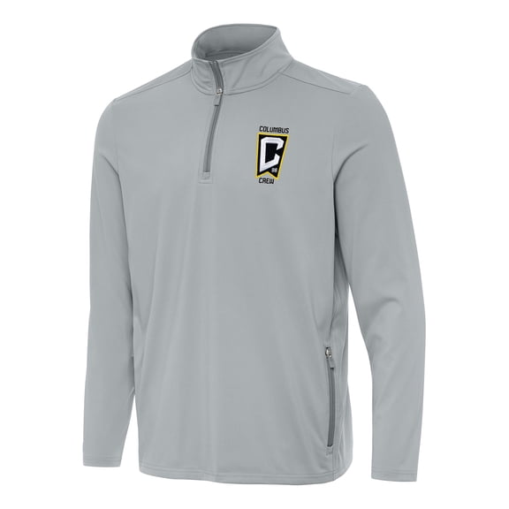 Men's Antigua Gray Columbus Crew Perilous Quarter-Zip Pullover Top