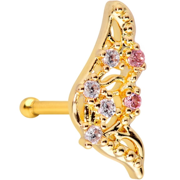 Body Candy Womens 20G PVD Steel Nose Ring Clear Wing Nose Stud Nose Bone Body Piercing Jewelry 1/4"