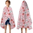thumbnail image 3 of Pink Cow Milk Strawberry Pattern Hooded Bath Towel，50"x30" for Ages 3 To 12 Kids, Quick Dry Lightweight Soft Microfiber Hood Beach Towel Cover Up for Kids, 3 of 7