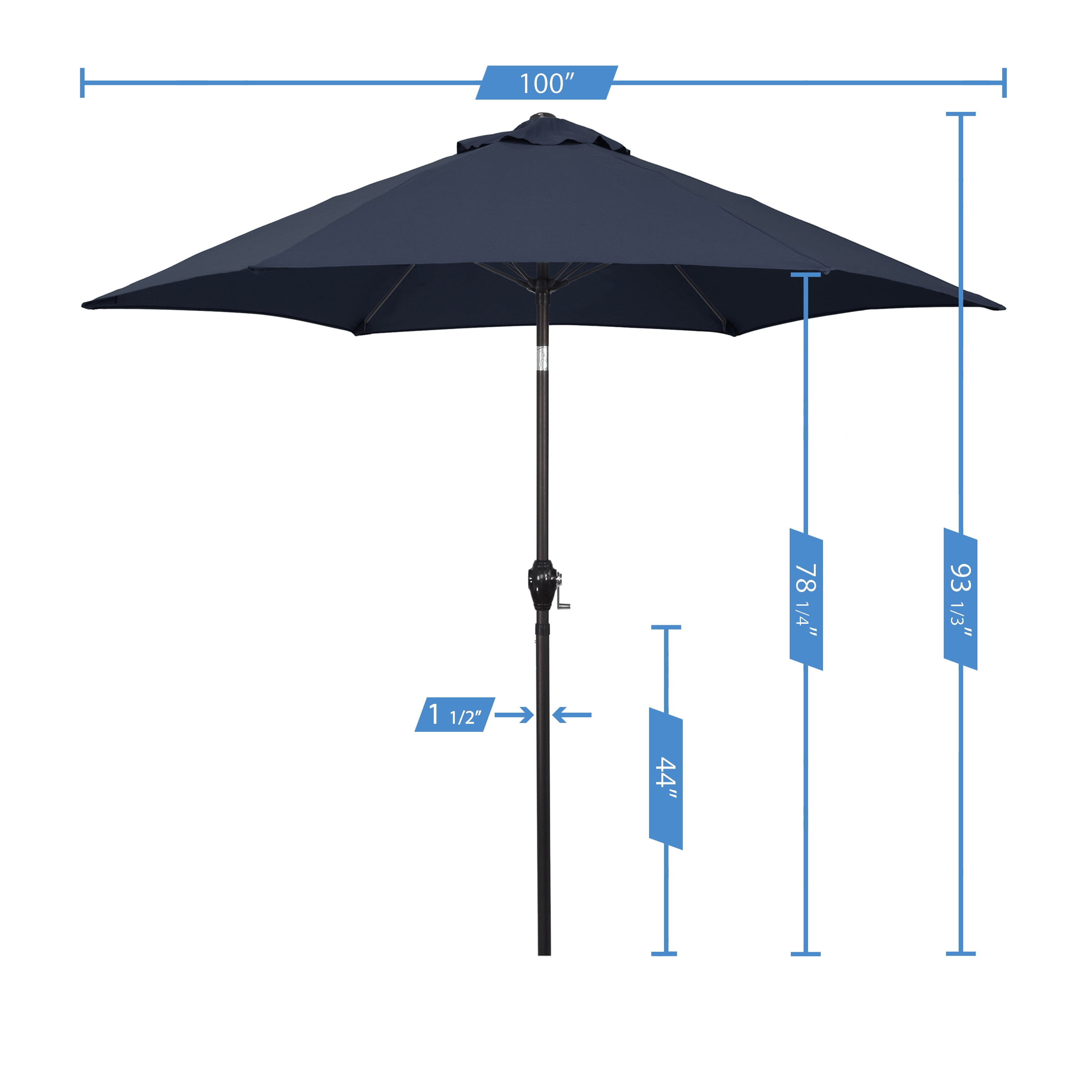 Sunline 9 ft Crank Open Push Tilt Fiberglass Ribs Aluminum Pole Market Patio Umbrella