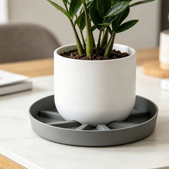 Home Garden Flower Pot Saucer Thickened Plastic Water Tray,Round Plant Pot Drip Tray,Breathable Base for Succulents and Potted Plants,Indoor Outdoor Gardening Gray