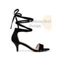 thumbnail image 3 of BLISSFUL STEP Open Toe Kitten Heel Lace Up Dress Sandals for Women Black 9, 3 of 6