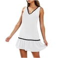 thumbnail image 2 of Pitauce Womens Ruffle V-Neck Sundress Sleeveless Tank Mini Dress Beach Bathing Suit Cover Ups with Pockets, 2 of 8