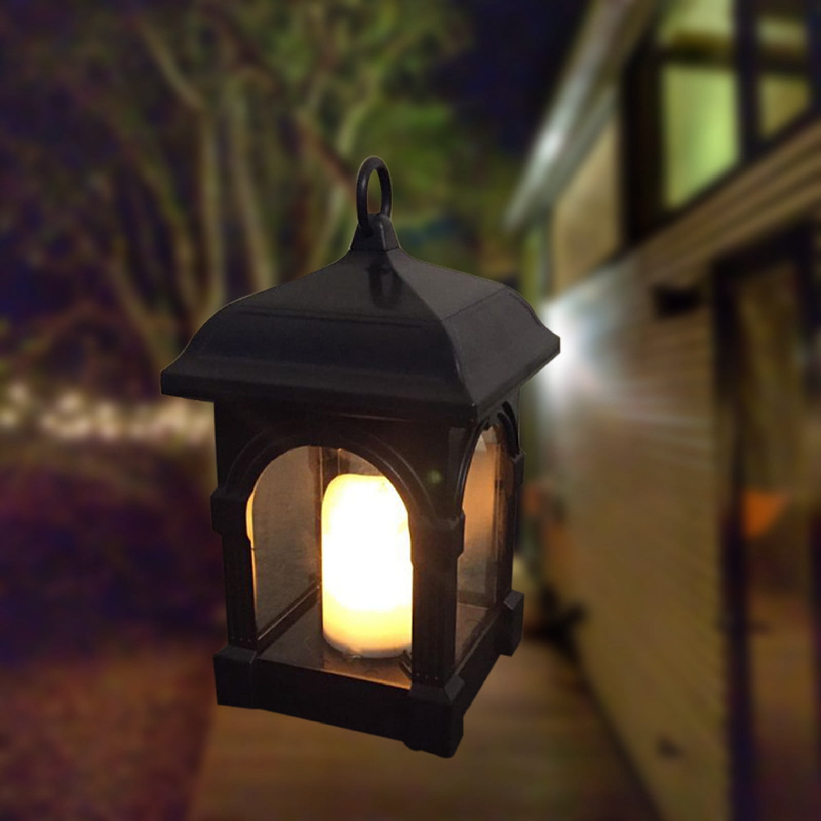 Solar Lantern Candle Lights Waterproof Hanging Lamp Patio Lawn and Garden Decor 