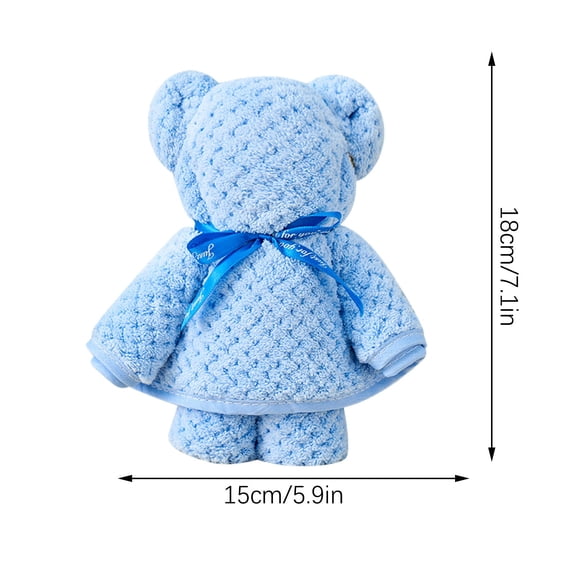 CuiLiyq Small Bear Towel Gift, Cute Bear Folded Towel, Soft Hand Towel with 1 Pcs Handbag and Ribbon Decoration, Gift for Wedding Graduation Valentines Day Birthday Party Supplies (B)