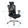 thumbnail image 4 of Giantex Office Chair, Height-Adjustable Computer Desk Chair with Back, Adjustable Headrest and Tilt-Down Backrest, Ergonomic Breathable Executive Mesh Task Chair for Home Office, Black, 4 of 10