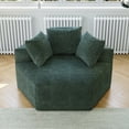 thumbnail image 3 of Chenille Sponge Single Sofa, Oversized Chaise Lounge, Fluffy Modern Sleeper Chair for Living Room, Lounge, Wide Armrest Lounge Chair Armchair with Pillow, No Assembly Required, 3 of 28