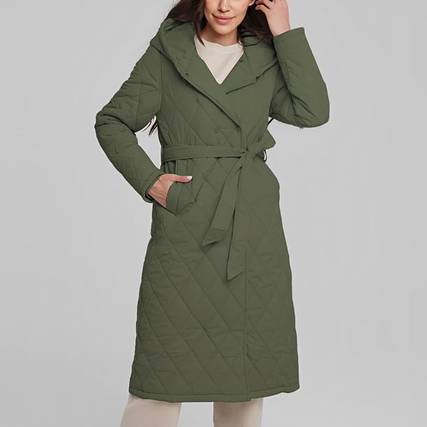 Chaquetas y abrigos casuales con capucha de manga larga Chaqueta acolchada larga para mujer Chaqueta de cintura cálida con capucha de manga larga Chaqueta acolchada informal holgada Abrigo para mujer