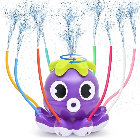 Water Sprinkler for Kids Outdoor, Play Sprinklers Toys for Toddlers 2  Years Old, Fun Summer Backyard Octopus Water Toy with 8 Wiggle Tubes